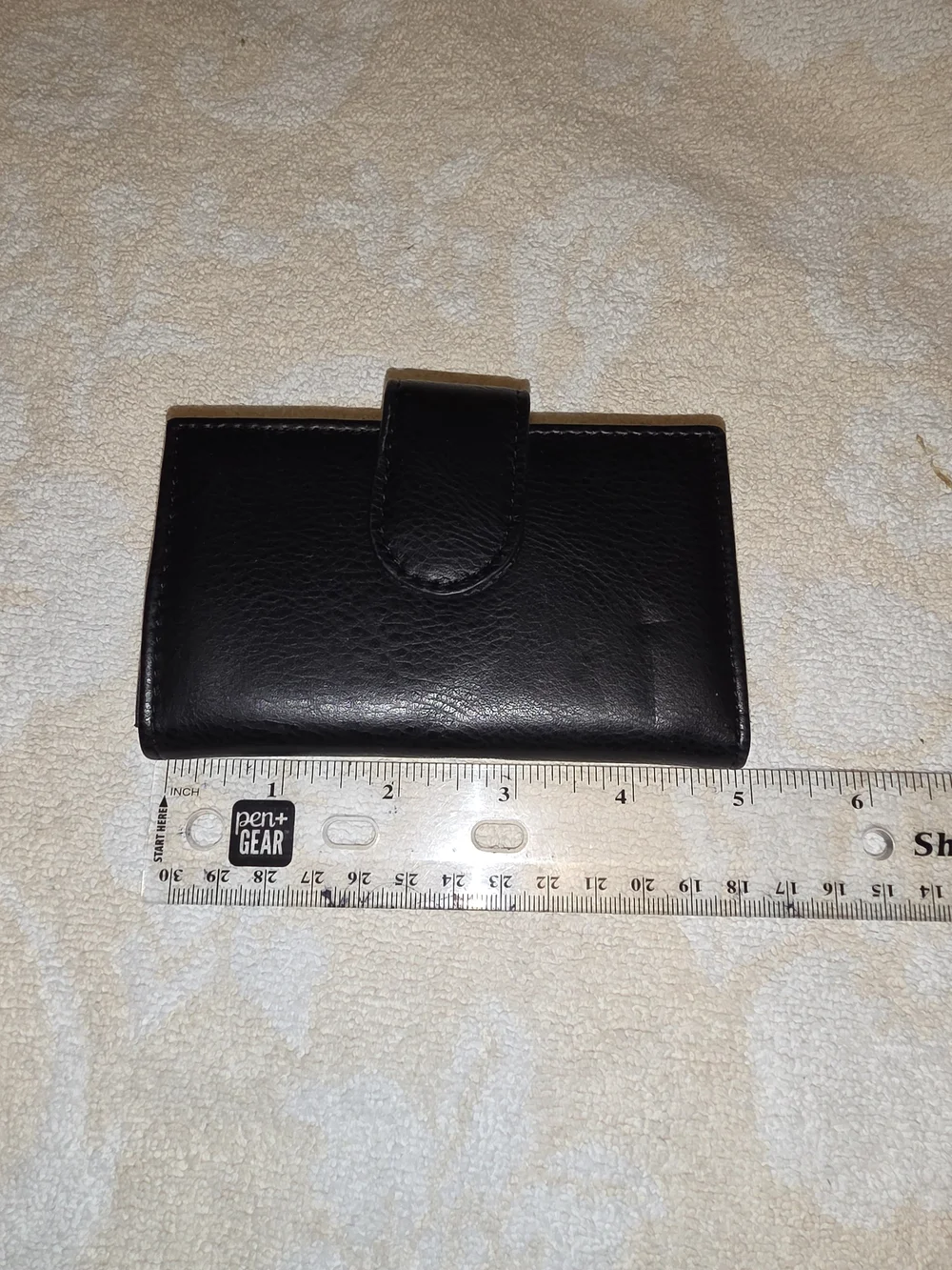 Small Leather Wallet with Snap Closure - Black